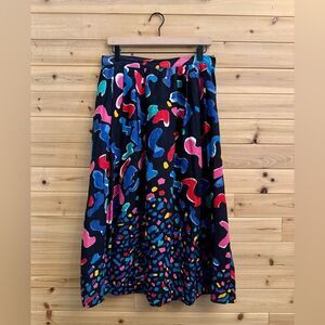Vintage Saks Fifth Avenue Size Medium Bright Colorful Abstract Linen Blend Skirt